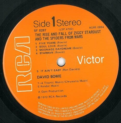 David Bowie Ziggy Stardust Vinyl Record Lp Rca Victor 1972 6420